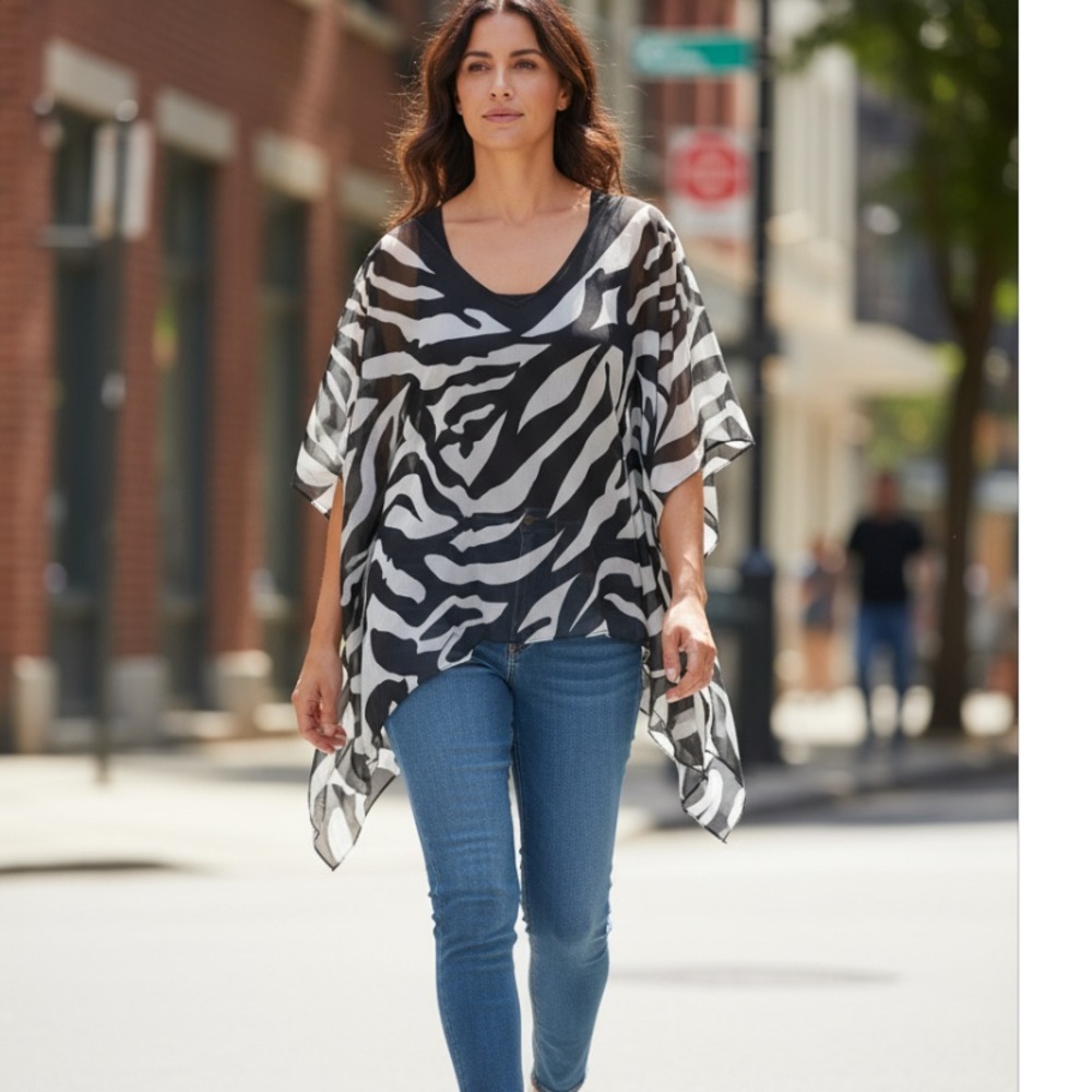Chico’s Sheer Zebra Print Top